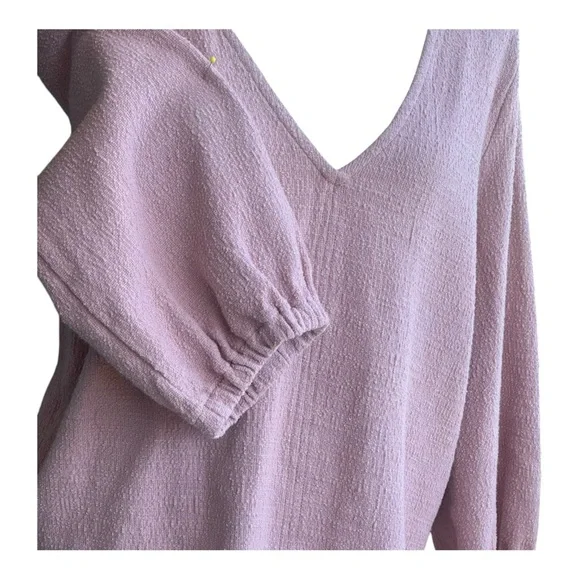 Madewell V-Neck Spring Blouse Textured Puff Sleeve Top Blush Pink Romantic XL - Picture 5 of 15
